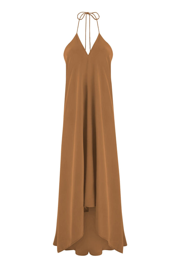 ROBE IVINA SOIE - HAVANE BROWN