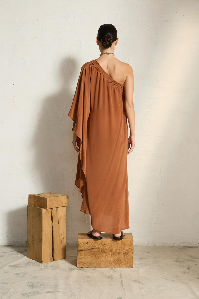 ROBE LOUNA SOIE - HAVANE BROWN