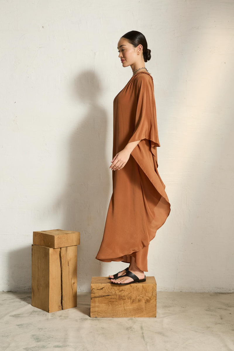 ROBE LOUNA SOIE - HAVANE BROWN