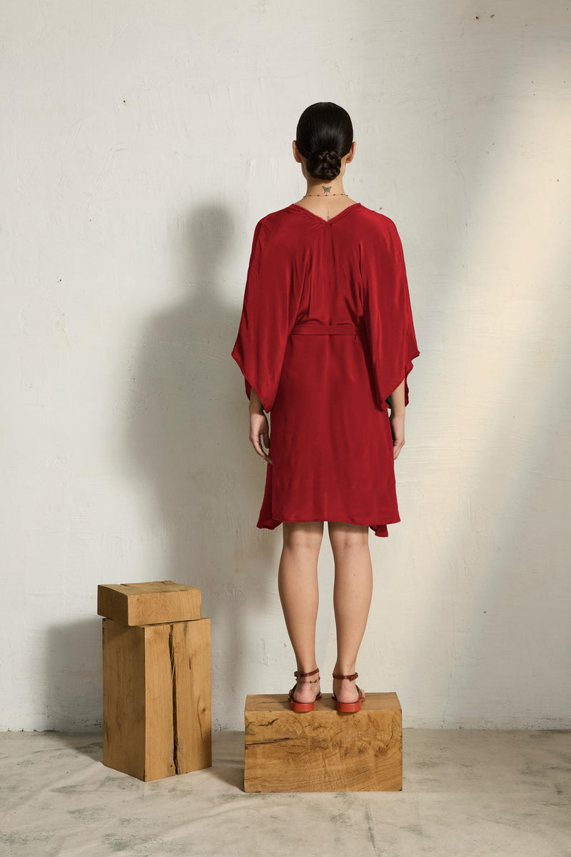 ROBE SASHA SOIE - PAPRIKA DARK RED