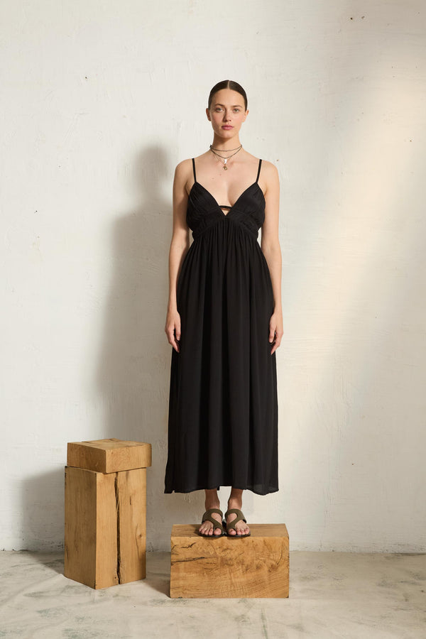 ROBE BALINA SOIE - BLACK