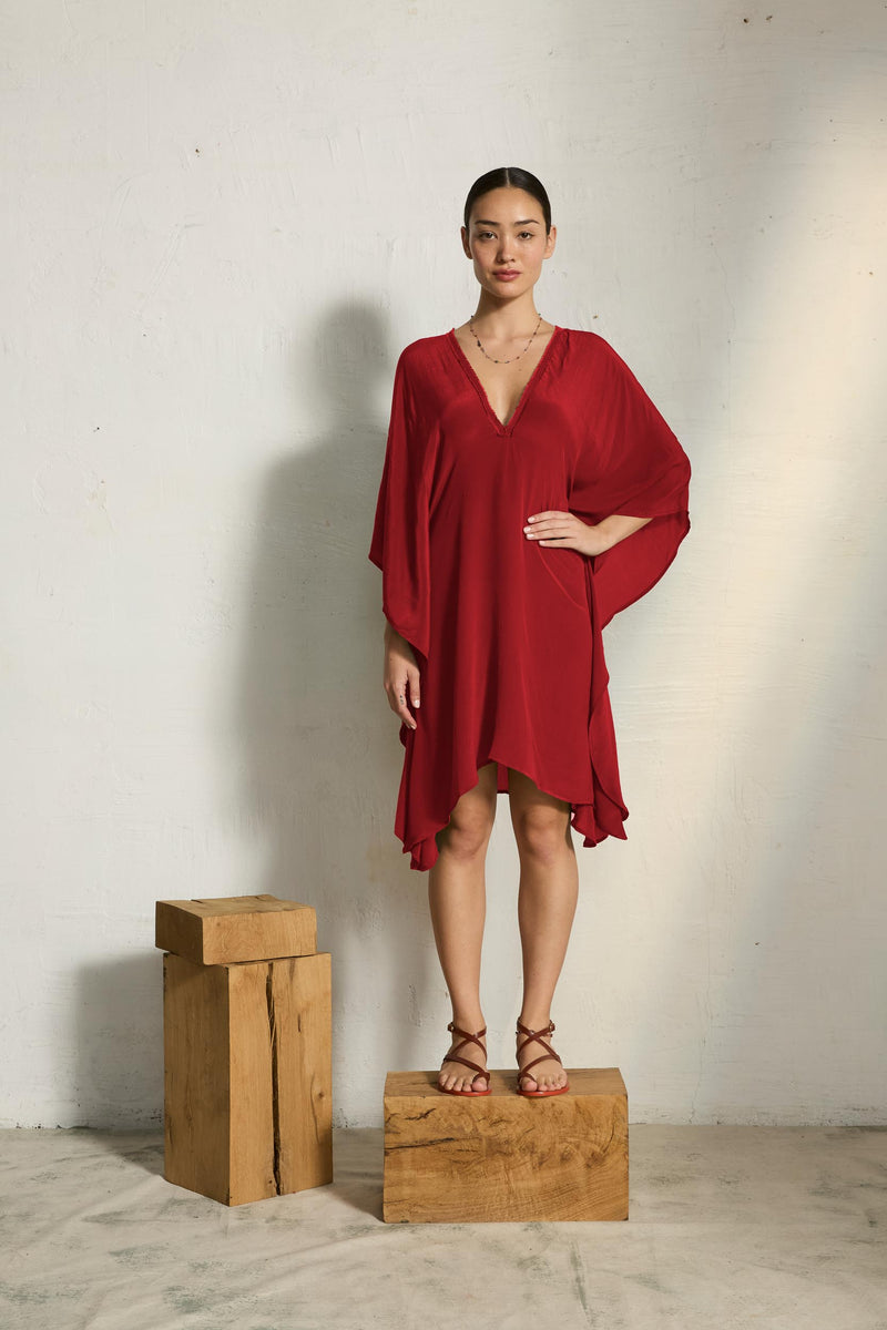 ROBE SASHA SOIE - PAPRIKA DARK RED