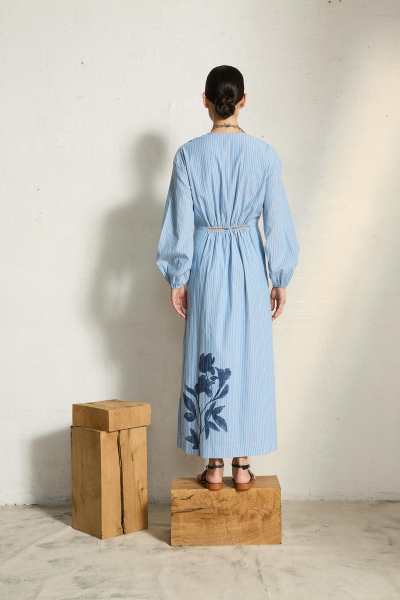 ROBE OMBELINE IMPRIME ORCHIDS - BLUE