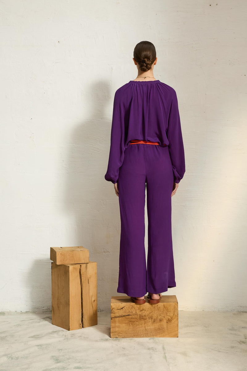 PANTALON AUGUSTE SOIE - ULTRA VIOLET