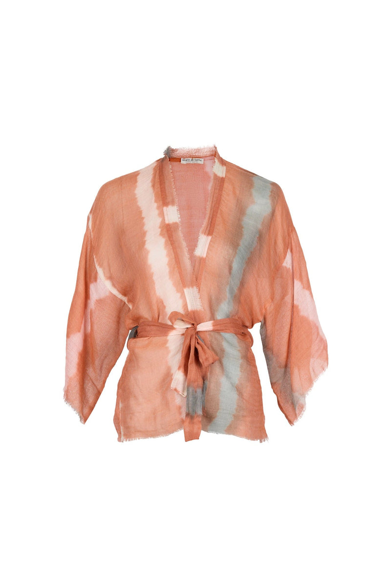 KIMONO RENATA TIE AND DYE ETAMINE DE LAINE - BLUE PRINT