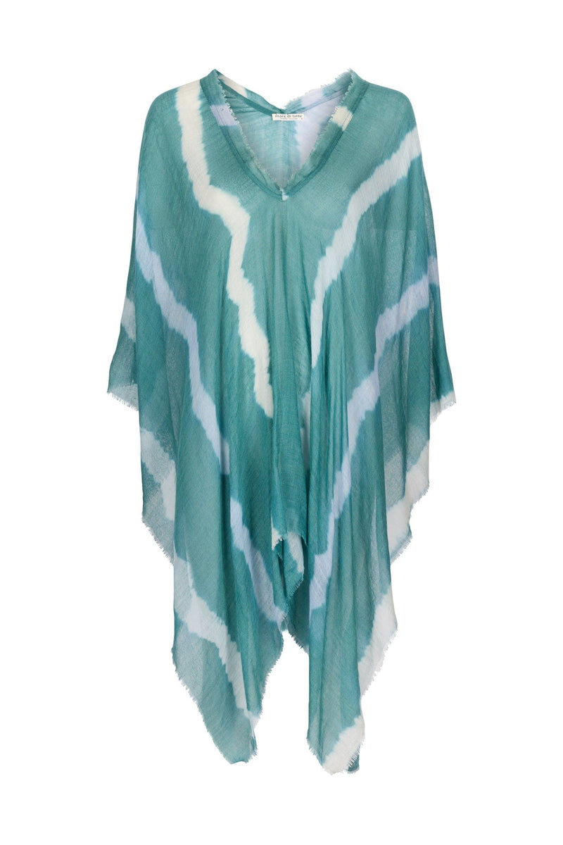 PONCHO RAFAELE TIE AND DYE ETAMINE DE LAINE - LAGON