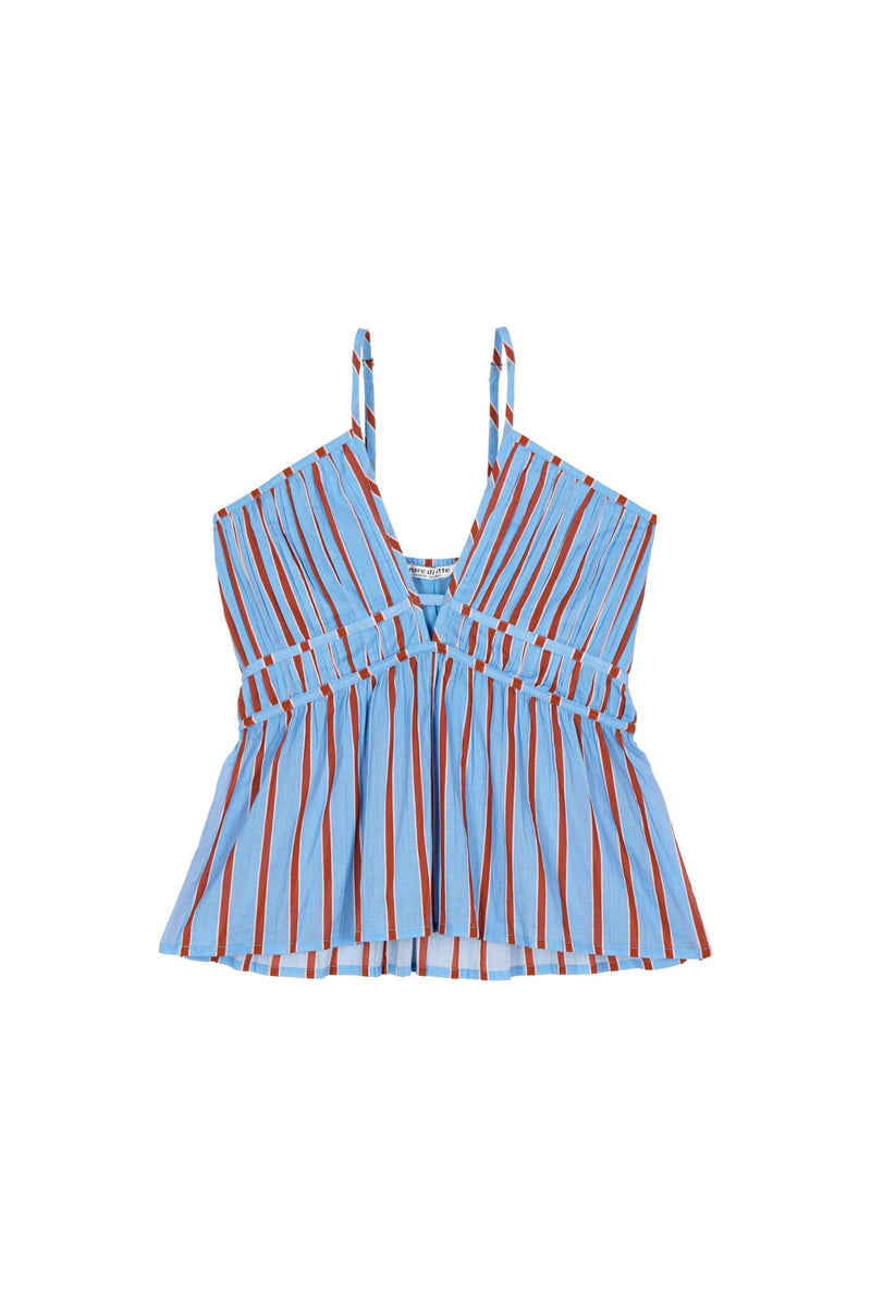 TOP LOULOU IMPRIME PELICANO - LIGHT BLUE RED